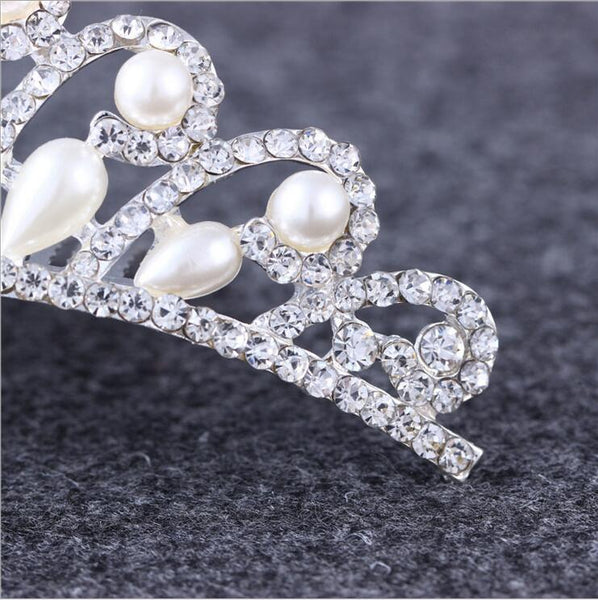 Heart Water Drops Pearl Crown