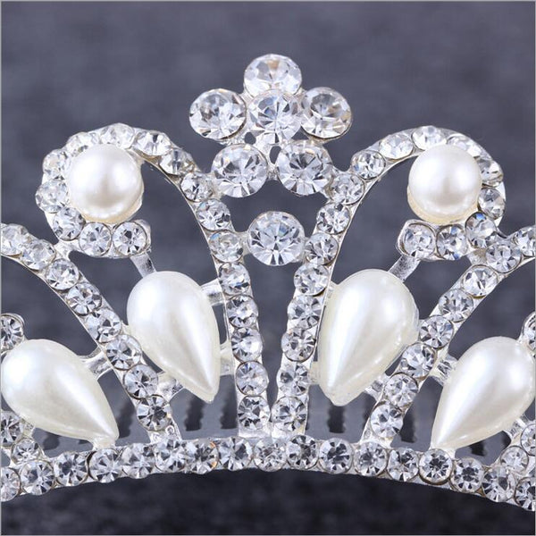 Heart Water Drops Pearl Crown