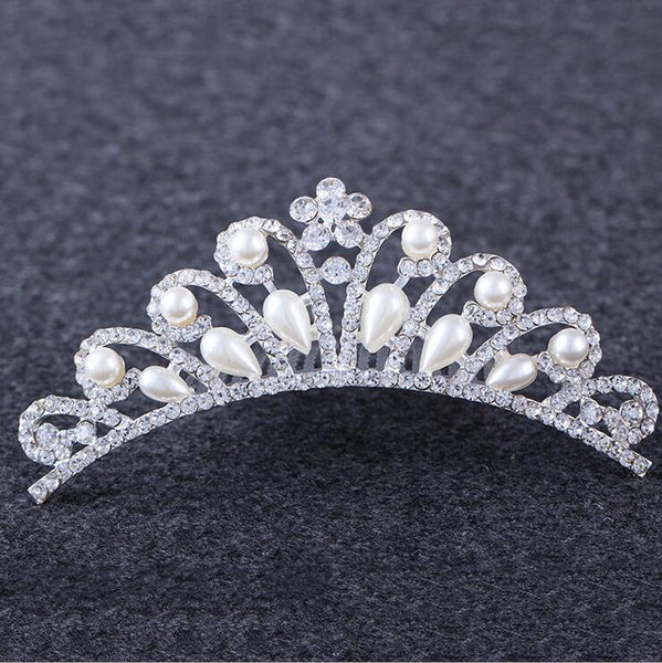 Heart Water Drops Pearl Crown