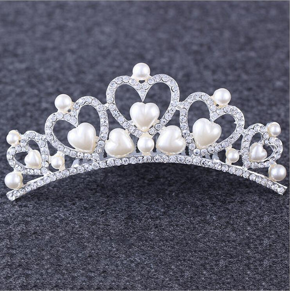 Heart Water Drops Pearl Crown